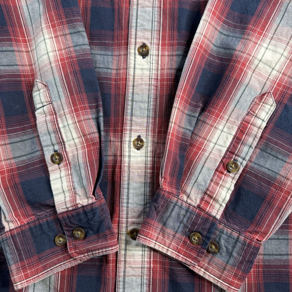 Carhartt Red Blue Plaid Shirt Mens XL Flannel Relaxed Fit Button Down Logo Y2K - Picture 10 of 15